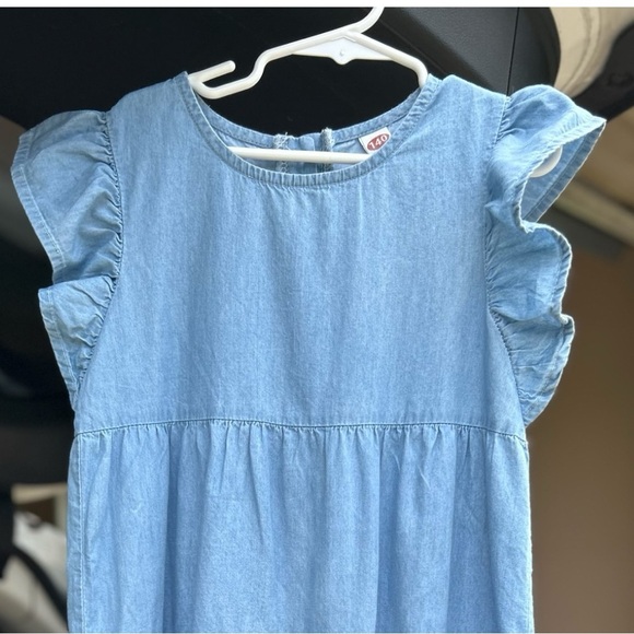 Girls Chambray Flutter-Sleeve Casual Dress Size 7/8 - Picture 7 of 7